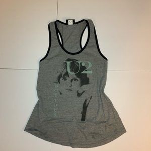 Junk Food U2 Boy Tour Gray Black Trim Tank Top